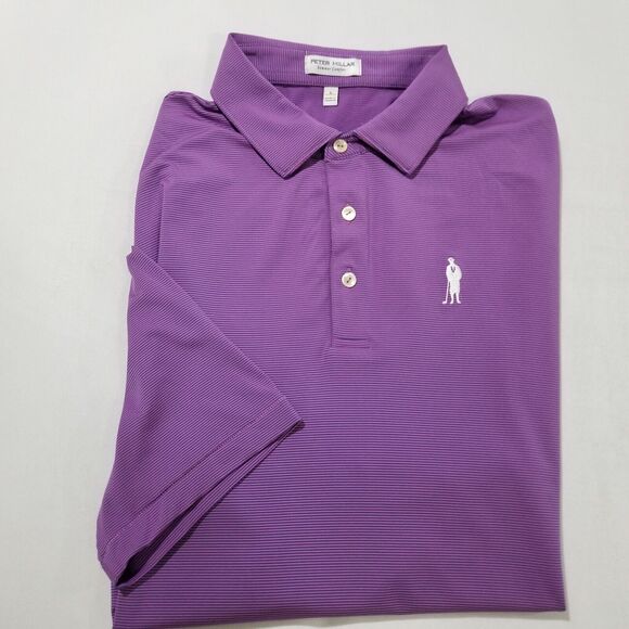 Peter Millar Polo Shirt Large Jubilee Performance Summer Comfort Striped Havana - Picture 1 of 11